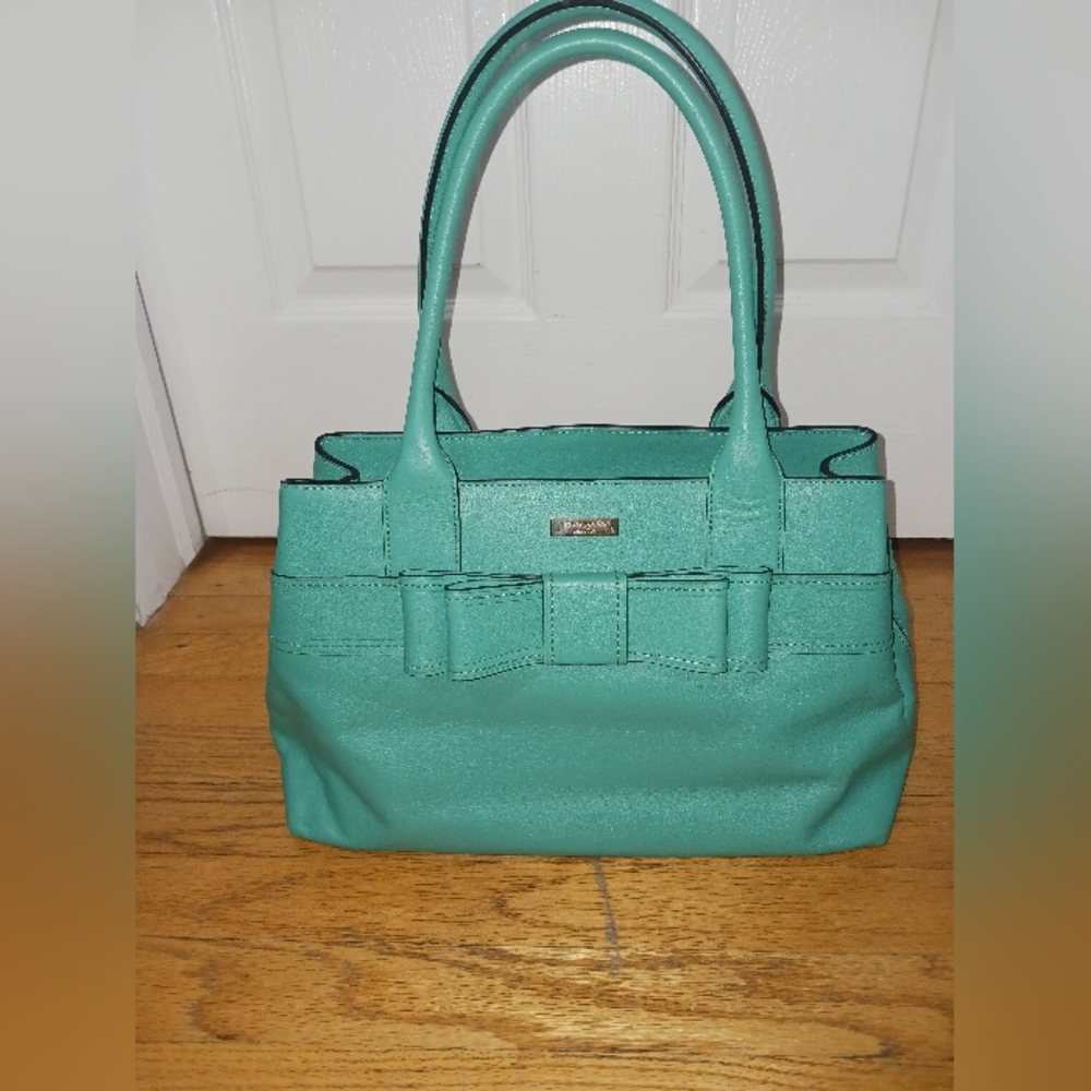 Kate Spade New York Quinn Villanova Avenue Robins Egg Blue Leather Bow Bag